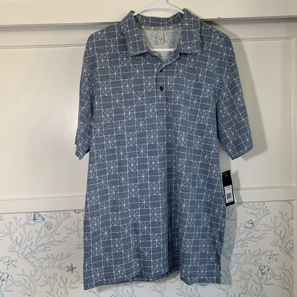 Adidas Men's Novelty Go To Print Performance Golf Polo Crew Navy ADVR0935 Large